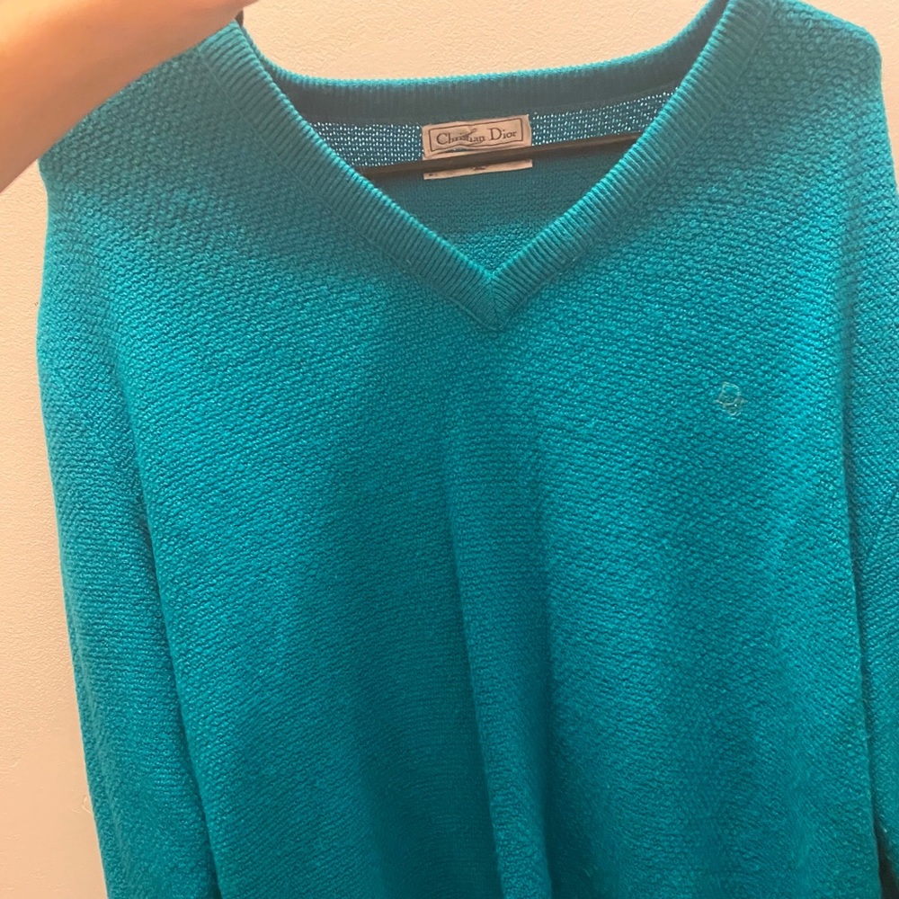 Vintage Christian Dior teal oversize sweater